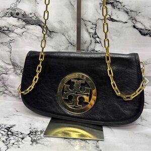 Tory Burch Black Shoulder Bag with Gold Chain